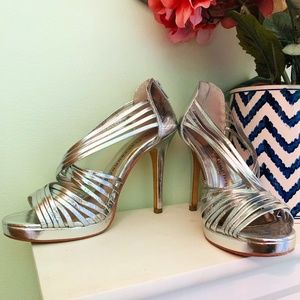 Silver strappy heels